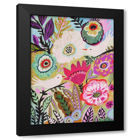 Garden Birds I Black Modern Wood Framed Art Print with Double Matting by Fields, Karen
