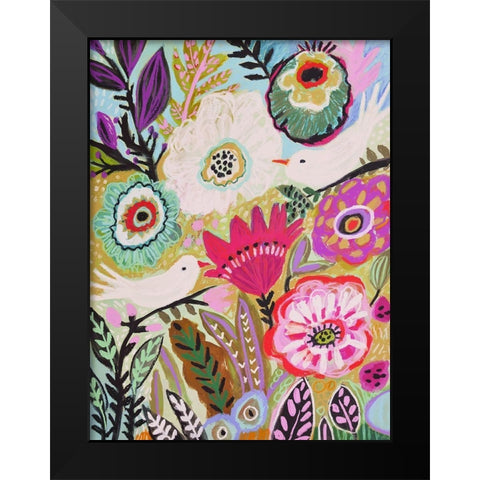 Garden Birds I Black Modern Wood Framed Art Print by Fields, Karen