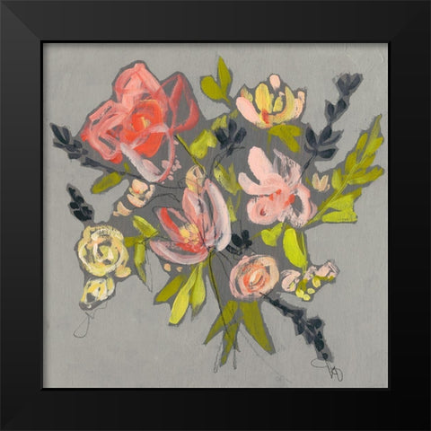 Blush and Paynes Bouquet I Black Modern Wood Framed Art Print by Goldberger, Jennifer
