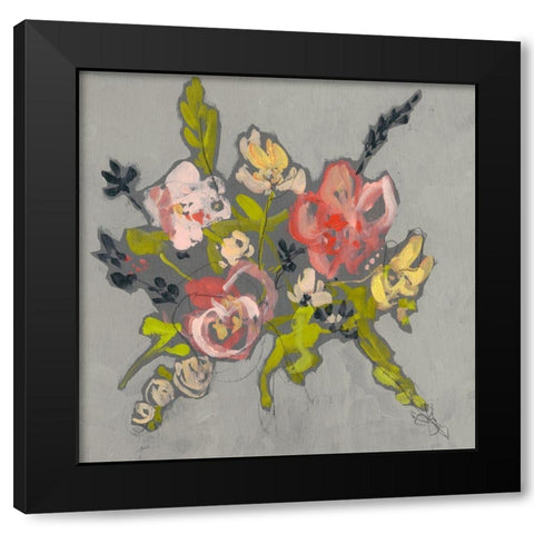 Blush and Paynes Bouquet II Black Modern Wood Framed Art Print by Goldberger, Jennifer