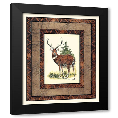 Rustic Deer Black Modern Wood Framed Art Print with Double Matting by Vision Studio