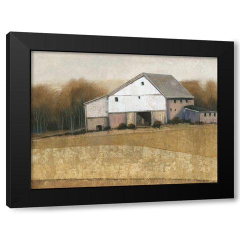 White Barn View I Black Modern Wood Framed Art Print with Double Matting by OToole, Tim