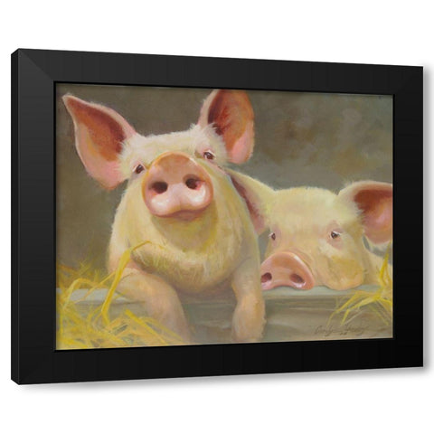 Life as a Pig II Black Modern Wood Framed Art Print by Hawley, Carolyne