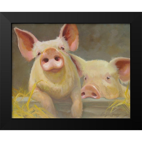 Life as a Pig II Black Modern Wood Framed Art Print by Hawley, Carolyne