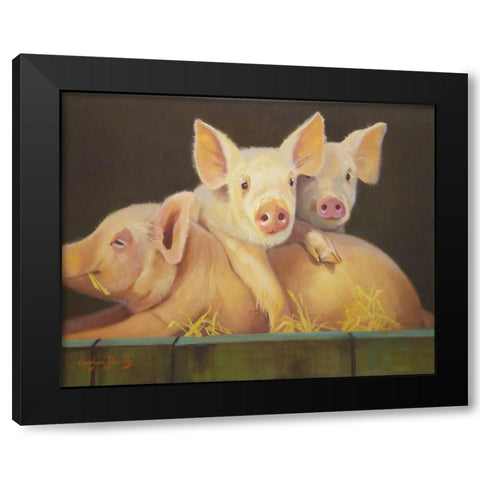 Life as a Pig III Black Modern Wood Framed Art Print with Double Matting by Hawley, Carolyne