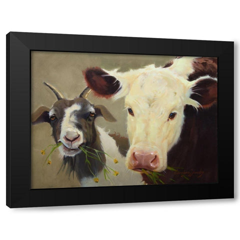 Farm Pals I Black Modern Wood Framed Art Print with Double Matting by Hawley, Carolyne