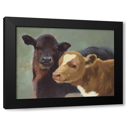 Farm Pals II Black Modern Wood Framed Art Print by Hawley, Carolyne