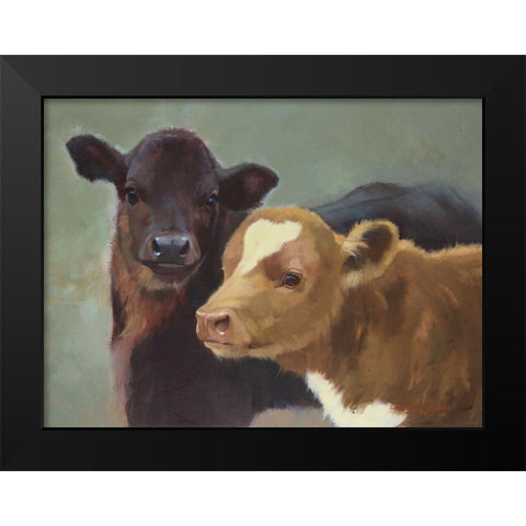 Farm Pals II Black Modern Wood Framed Art Print by Hawley, Carolyne