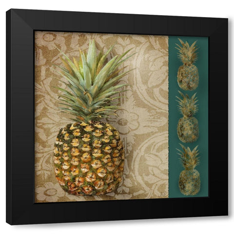 Pineapple Welcome I Black Modern Wood Framed Art Print by Reynolds, Jade