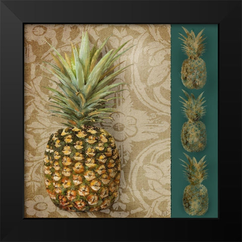 Pineapple Welcome I Black Modern Wood Framed Art Print by Reynolds, Jade