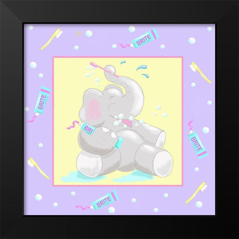 Baby Elephant Bath I Black Modern Wood Framed Art Print by Reynolds, Jade