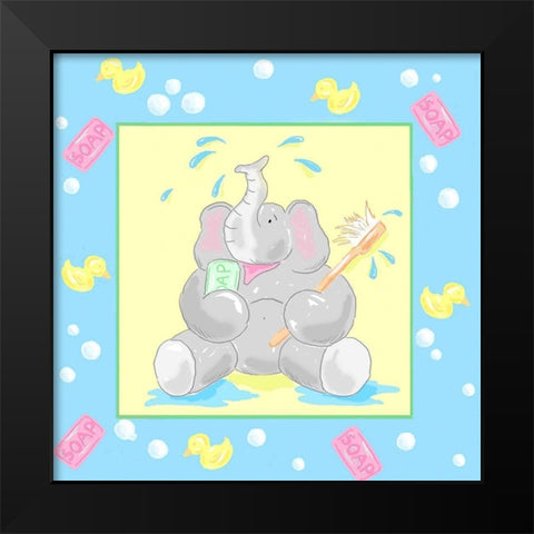 Baby Elephant Bath II Black Modern Wood Framed Art Print by Reynolds, Jade