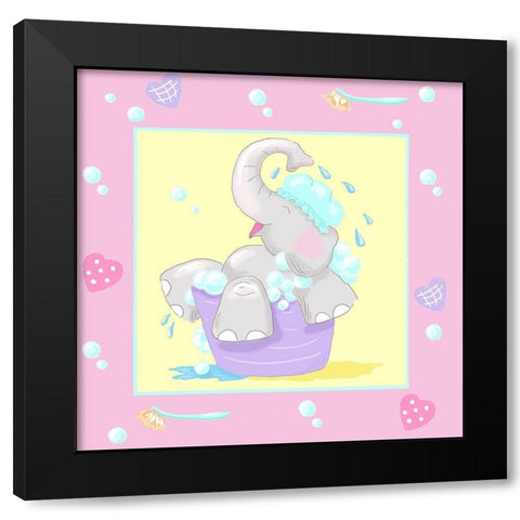 Baby Elephant Bath III Black Modern Wood Framed Art Print by Reynolds, Jade