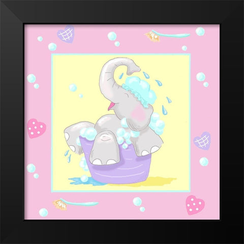 Baby Elephant Bath III Black Modern Wood Framed Art Print by Reynolds, Jade