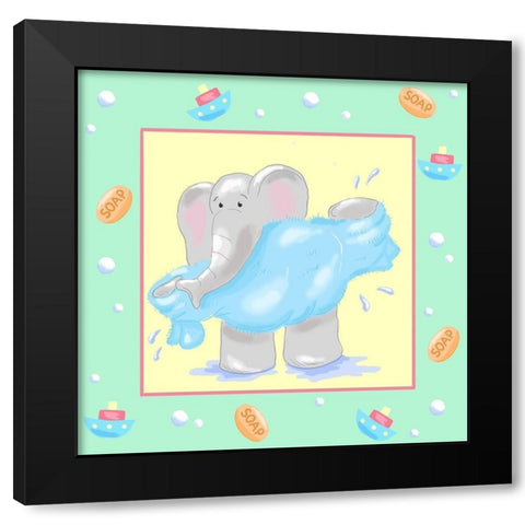 Baby Elephant Bath IV Black Modern Wood Framed Art Print with Double Matting by Reynolds, Jade