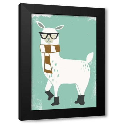 Bundle Up Llama II Black Modern Wood Framed Art Print with Double Matting by Vess, June Erica