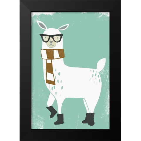 Bundle Up Llama II Black Modern Wood Framed Art Print by Vess, June Erica