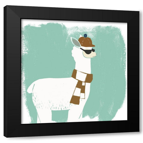 Bundle Up Llama IV Black Modern Wood Framed Art Print by Vess, June Erica