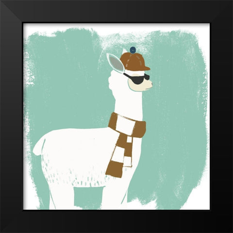 Bundle Up Llama IV Black Modern Wood Framed Art Print by Vess, June Erica