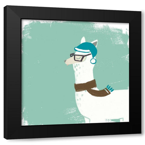 Bundle Up Llama VI Black Modern Wood Framed Art Print with Double Matting by Vess, June Erica