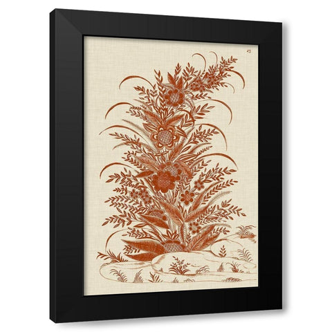 Ornamental Floral Black Modern Wood Framed Art Print by Vision Studio