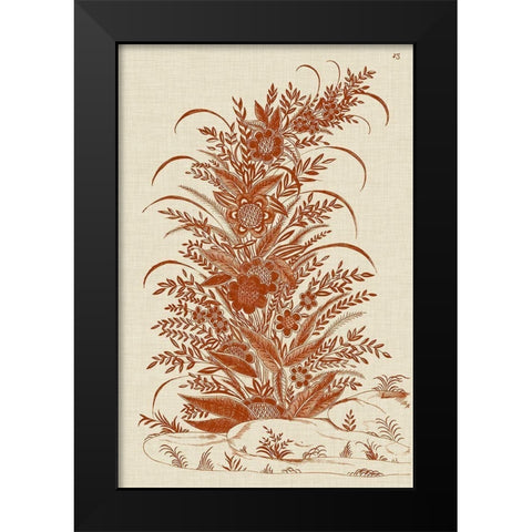 Ornamental Floral Black Modern Wood Framed Art Print by Vision Studio