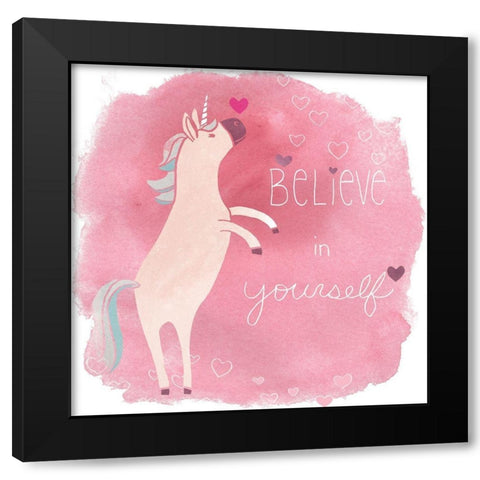 Magic Unicorn Squad I Black Modern Wood Framed Art Print by Vess, June Erica