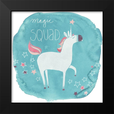 Magic Unicorn Squad III Black Modern Wood Framed Art Print by Vess, June Erica