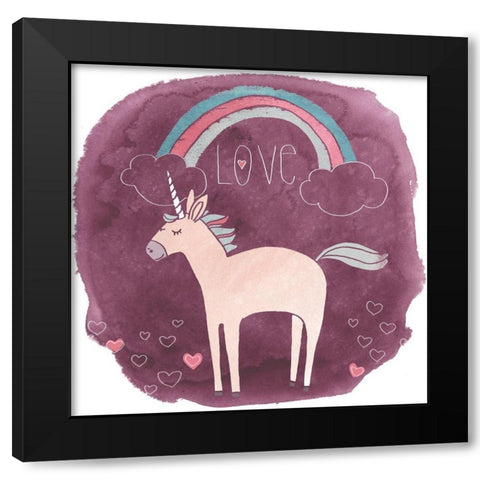 Magic Unicorn Squad IV Black Modern Wood Framed Art Print with Double Matting by Vess, June Erica
