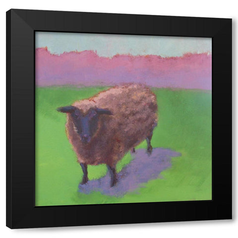 Pasture Sheep Black Modern Wood Framed Art Print with Double Matting by Young, Carol