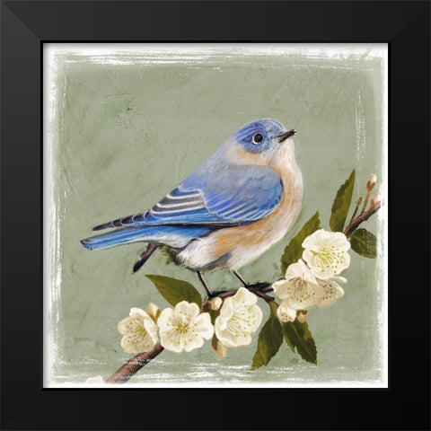Bluebird Branch I Black Modern Wood Framed Art Print by Borges, Victoria