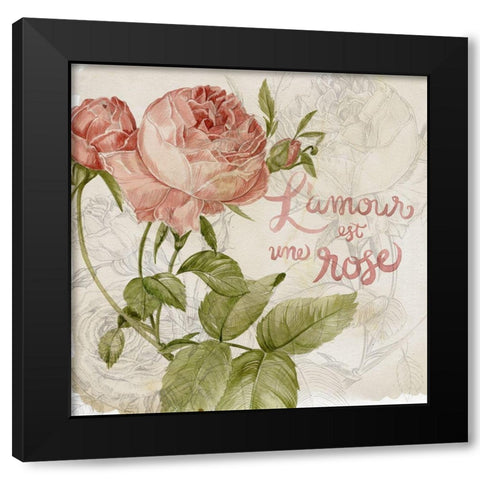 Rose Romance I Black Modern Wood Framed Art Print with Double Matting by Parker, Jennifer Paxton
