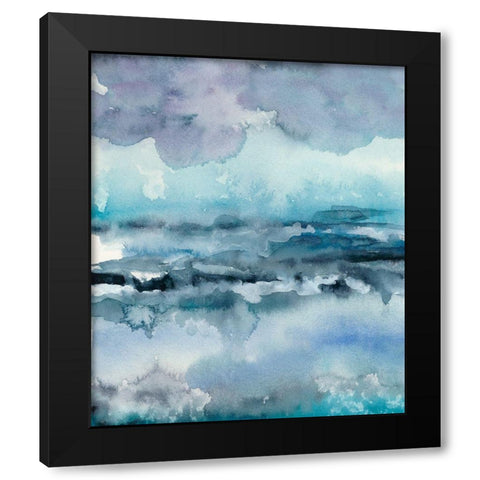 Blue Tide I Black Modern Wood Framed Art Print with Double Matting by Zarris, Chariklia