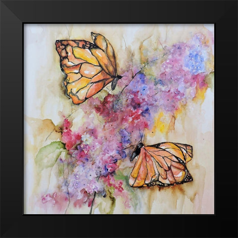 Dos Monarchas Black Modern Wood Framed Art Print by Herrera, Leticia