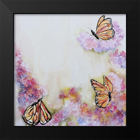 Tres Monarchas Black Modern Wood Framed Art Print by Herrera, Leticia