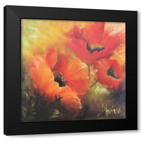 En Rojos Black Modern Wood Framed Art Print by Herrera, Leticia