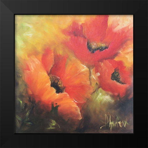 En Rojos Black Modern Wood Framed Art Print by Herrera, Leticia