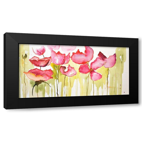 Horizontal Flores I Black Modern Wood Framed Art Print with Double Matting by Herrera, Leticia