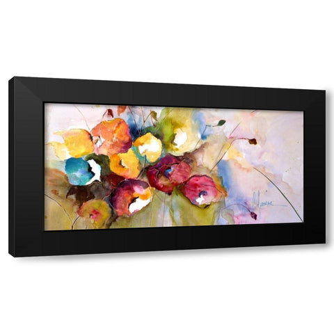 Horizontal Flores V Black Modern Wood Framed Art Print with Double Matting by Herrera, Leticia