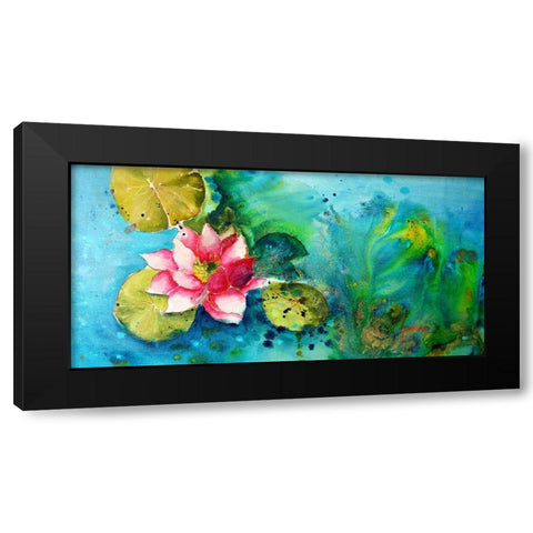 Horizontal Flores VI Black Modern Wood Framed Art Print with Double Matting by Herrera, Leticia