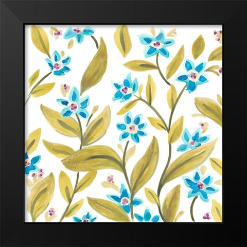 Abbey Floral Tiles IV Black Modern Wood Framed Art Print by Vess, June Erica