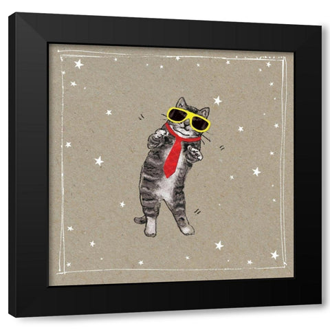 Fancypants Cats I Black Modern Wood Framed Art Print with Double Matting by Gower, Hammond