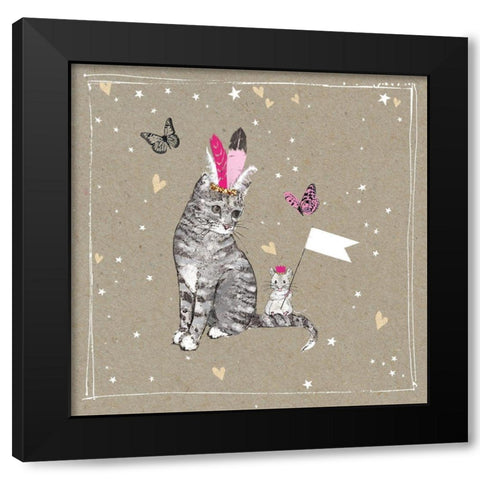 Fancypants Cats III Black Modern Wood Framed Art Print with Double Matting by Gower, Hammond