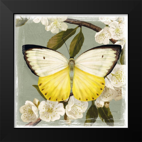 Butterfly Branch I Black Modern Wood Framed Art Print by Borges, Victoria