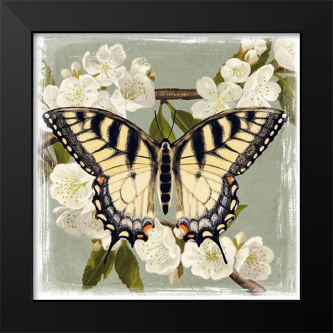 Butterfly Branch II Black Modern Wood Framed Art Print by Borges, Victoria