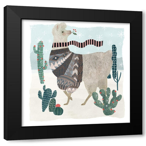 Holiday Llama I Black Modern Wood Framed Art Print with Double Matting by Borges, Victoria