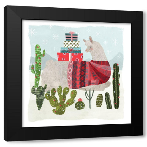 Holiday Llama III Black Modern Wood Framed Art Print by Borges, Victoria