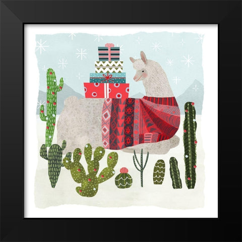 Holiday Llama III Black Modern Wood Framed Art Print by Borges, Victoria