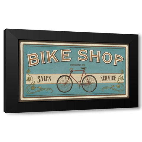 Custom Bike Shop I Black Modern Wood Framed Art Print by Vess, June Erica
