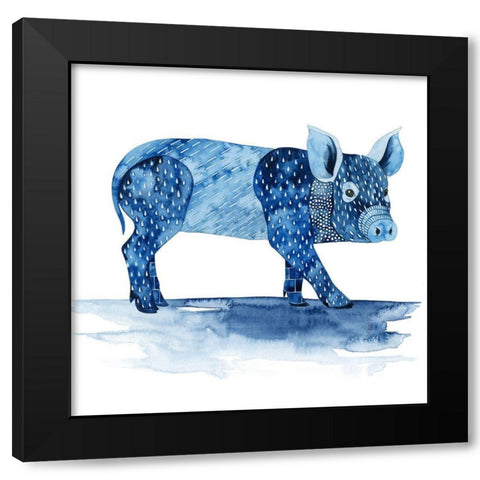 Cobalt Farm Animals II Black Modern Wood Framed Art Print by Popp, Grace